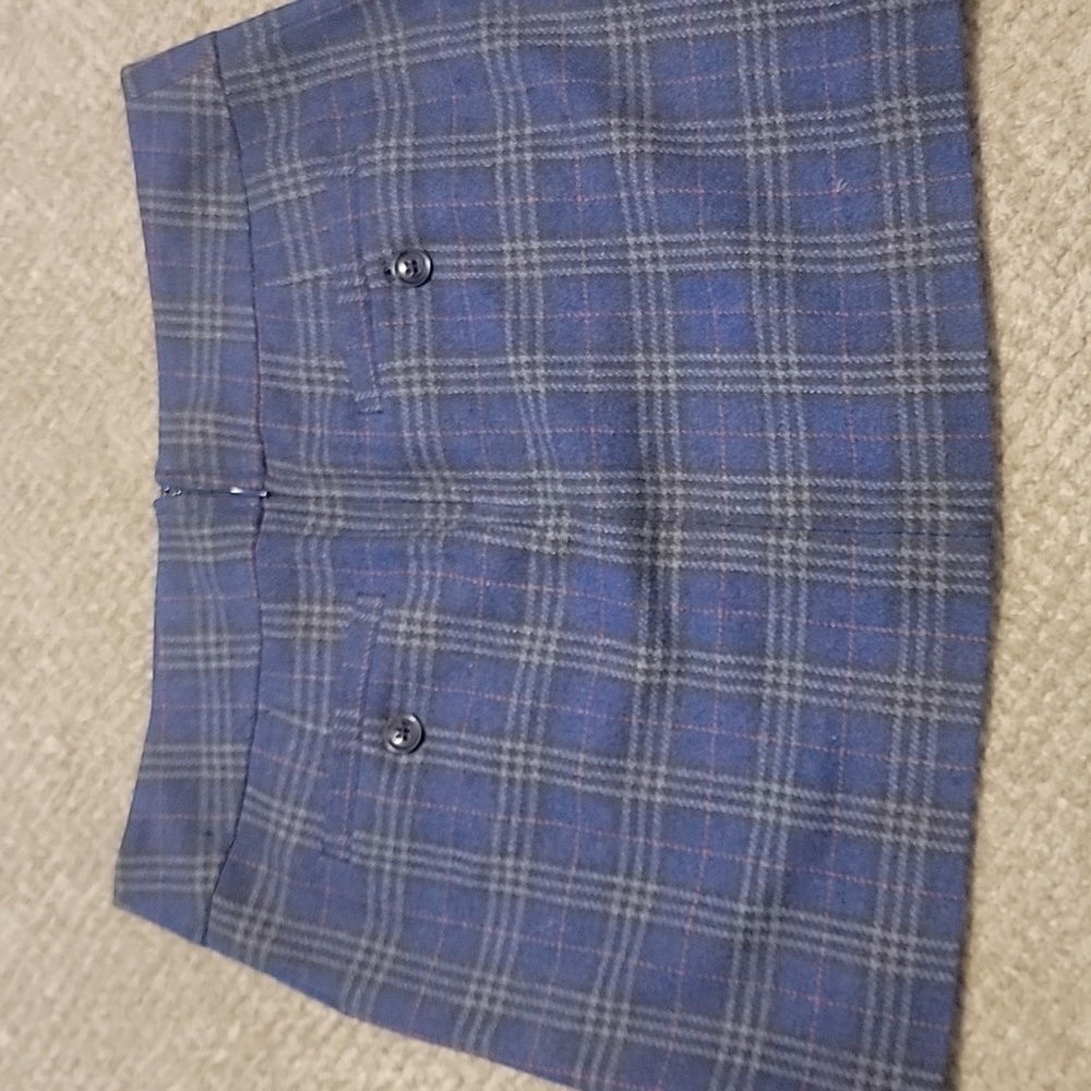 Vtg Y2K Gap Skirt Blue Plaid Wool Blend Mini School Tartan - Picture 4 of 5
